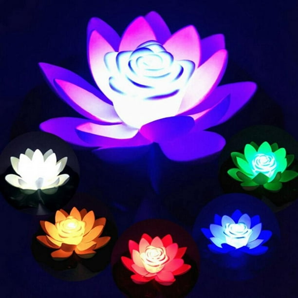 LED Floating Lotus Flower Lamps On Water Swimming Pool Garden Decoration Light